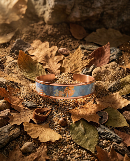 Bakır Bileklik - Mavi Harmoni