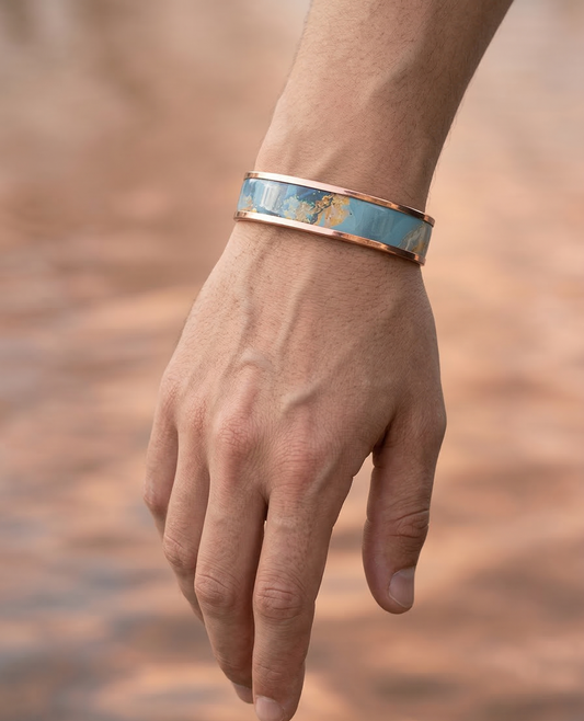 Bakır Bileklik - Mavi Harmoni