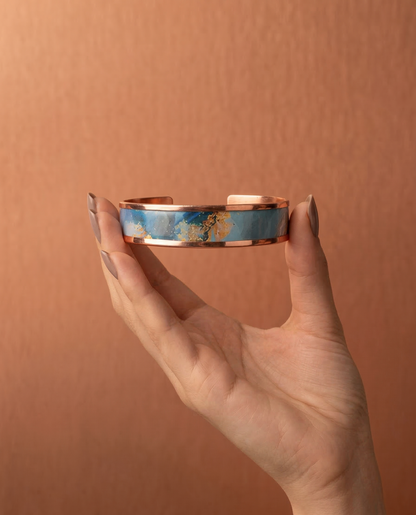 Bakır Bileklik - Mavi Harmoni