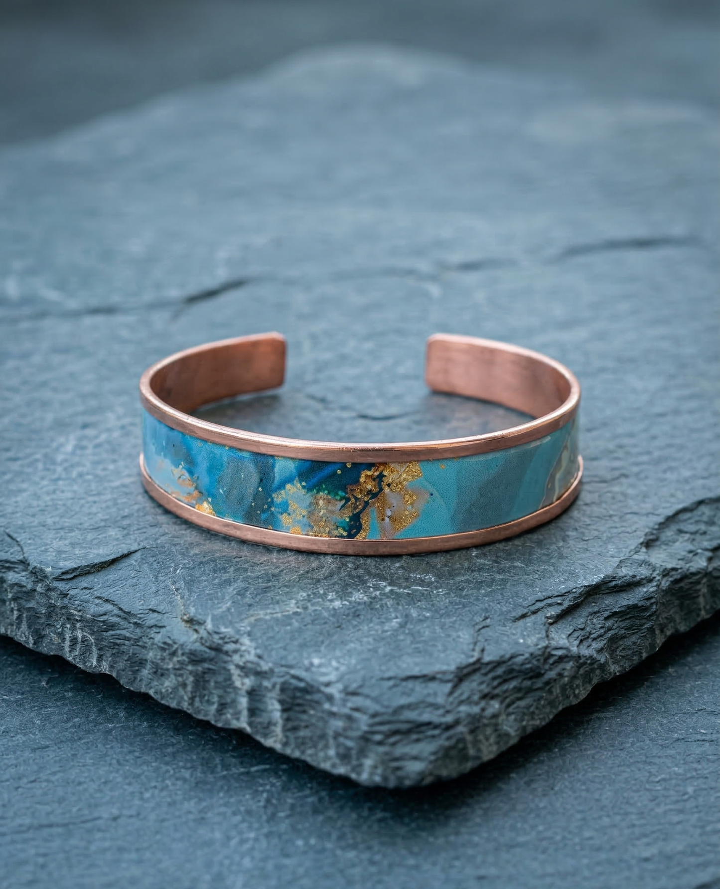 Bakır Bileklik - Mavi Harmoni