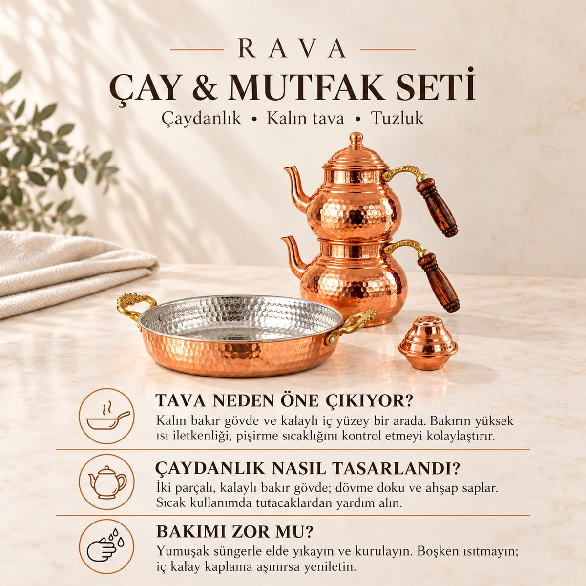 Çaydanlık - Tava - Tuzluk Set